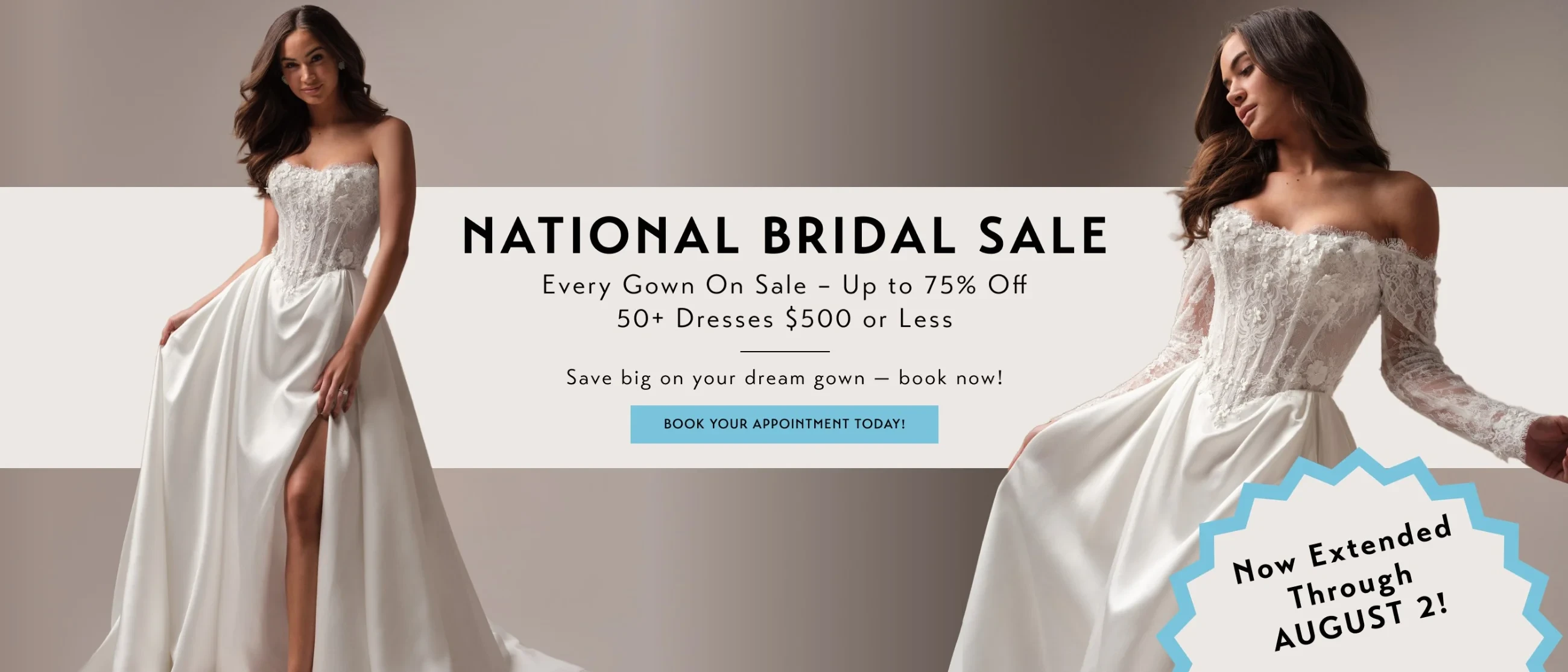 Model wearing Maggie Sottero Takera Lane gown, desktop banner